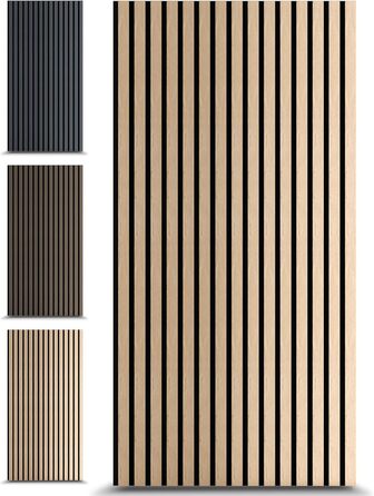 Акустичні панелі з дерева для стін 60x60 см, набір 4 шт, шумоізоляційні стінові панелі з ламелями для покращення акустики приміщення, колір світлий дуб