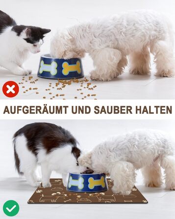 Підкладка під миску для собак та котів, нековзна, чорна 40x60 см, швидковисихаюча, легко миється