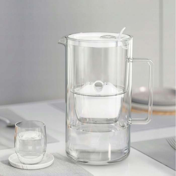Скляний фільтр-кувшин Aquaphor Glass, білий + 7 картриджів Maxfor+ Mg