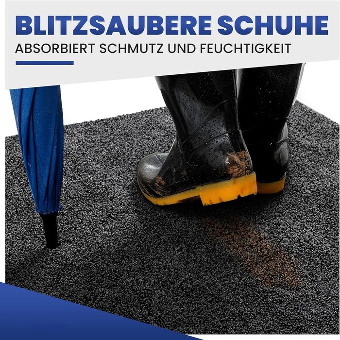 Килимок Mibao SoftStep Luxus 60x90 см – грязезахисний, антиковзкий, вологопоглинаючий килимок для дому (чорний)