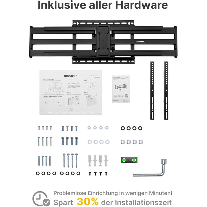 Кріплення для телевізора monTEK 1080mm для 43-90 дюймів (Flat/Curved), до 60 кг, поворотне та нахильне, VESA 800x400 mm