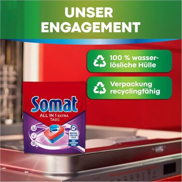 Таблетки для посудомийних машин Somat All in 1 Extra, для блискучого очищення (92 шт)