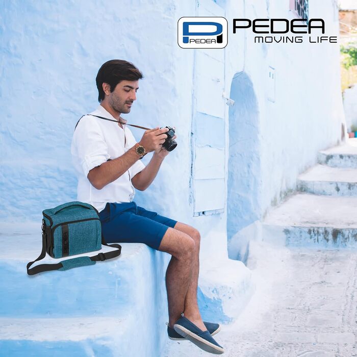Сумка для камери Pedea: стильна модель для DSLR/SLR камер з дощем. XL, блакитна, на плече