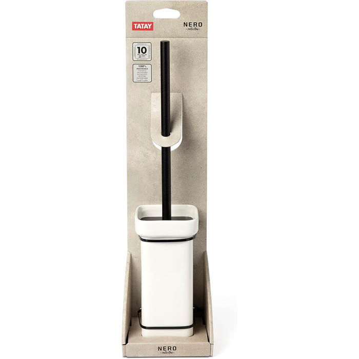 ТАТАЙ Щітка для унітазу | Міцна та довговічна | Сучасний дизайн | 12 x 12 x 38 см – Ecohome (Nero Bürste)