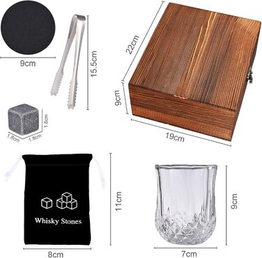 Набір для віскі GOLDGE: 14 каменів для охолодження, кліп для льоду, підставки, оксамитовий мішечок