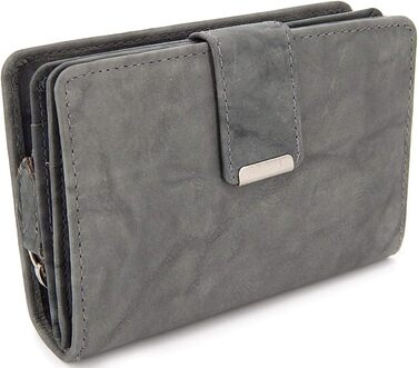 ekavale Women's Wallet made of soft leather with RFID protection - Women's Portemonnaie (Gray)