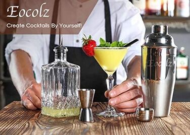 750ml Stainless Steel Cocktail Shaker Set with Bamboo Stand & Recipe Book - 17 Piece Bar Set with Accessories for Bartenders & Gifts