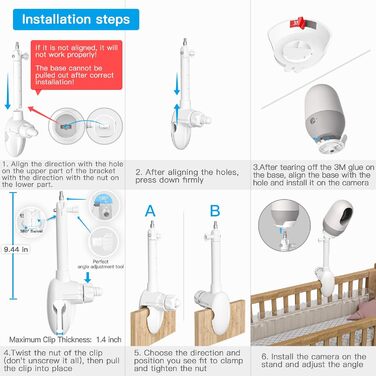 Кріплення для дитячого монітора Holaca, сумісне з Nooie Babyphone та камерами Nooie 2K, Wi-Fi (білий)