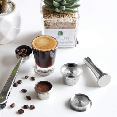 Багаторазова кавова капсула ALLOMN з нержавіючої сталі для K-Fee, Caffitaly, Cafissimo з пластиковою ложкою та щіткою для чищення
