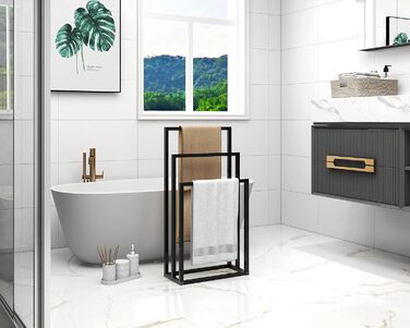 Підлогова сушарка для рушників з 5 полицями, чорного кольору (3-T)