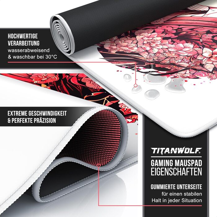 Килимок для миші CSL Titanwolf XXL 900x400mm - великий ігровий килимок для миші з покращеною точністю та швидкістю