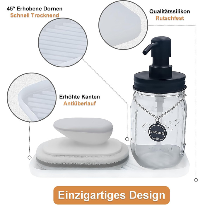 Тримач для мила з силікону для раковини, органайзер для кухні, ванної, туалетного столика, столу, зберігання губки, мила, щітки, макіяжу, пляшки, довговічний, 2 шт. (23.5 x 9.5 x 1.4 см, прозорий)