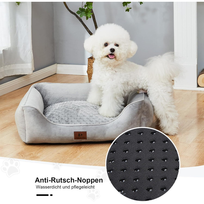 Snocyo Dog Bed - Small Dogs, Cat Bed - Fluffy and Cozy, Washable and Super Soft Dog Sofa Dog Cushion, Padded Dog Mat, Grey, 55×45×16cm