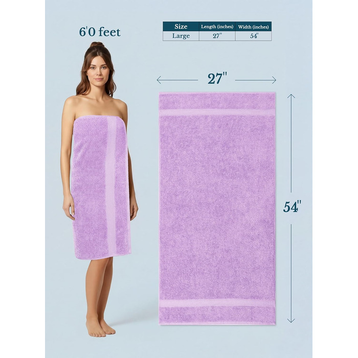 Набір банних рушників Utopia Towels (4 шт.), 100% бавовна, преміум якість 600 г/м², гігроскопічні та м'які, фіолетові