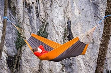 Гамак ультралегкий AMAZONAS Silk Traveller Forest, 220x140 см, до 150 кг, нейлон, зелений (оранжевий), компактний, туристичний