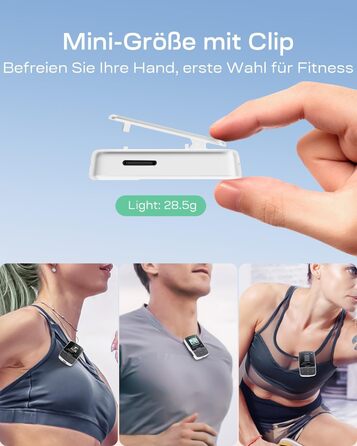 MP3-плеєр YOTON з Bluetooth 5.2, Hi-Fi звук, FM-радіо, диктофон, регулятор гучності, навушники, підтримка SD до 128 ГБ (Білий)