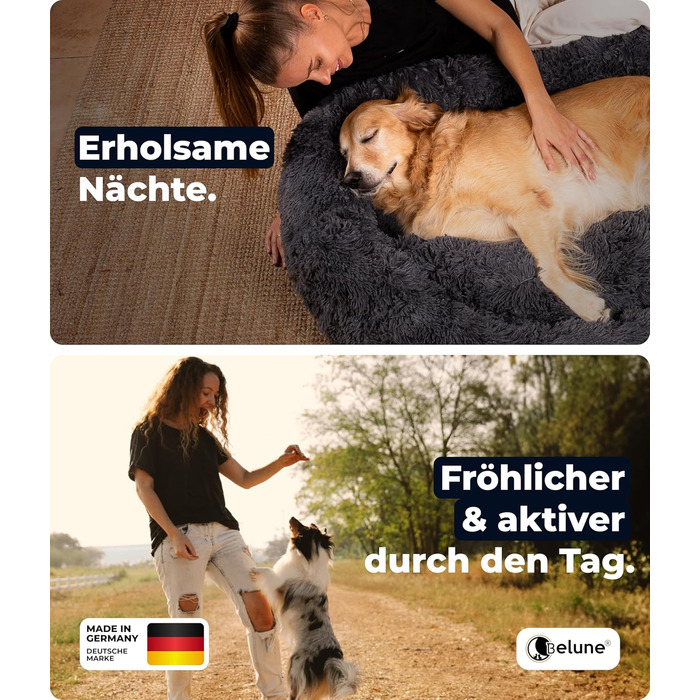 Belune® Лежанка для собак [знімний, washable cover] - Оригінал - [L, 100 см, темно-сірий] Корзина для собак, ліжко для котів, лежанка для собак, м'яка лежанка для собак великих, середніх та маленьких собак L (100 см) Темно-сірий