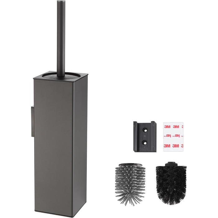 Настінна щітка для унітазу BVL з тримачем, без свердління, з силіконовими насадками (білий матовий)