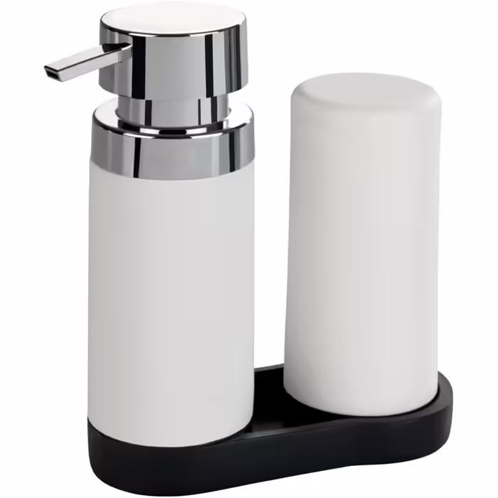 WENKO Easy Squeez-e Dish Station White, Soap and Dish Soap Dispenser, 0.25 l