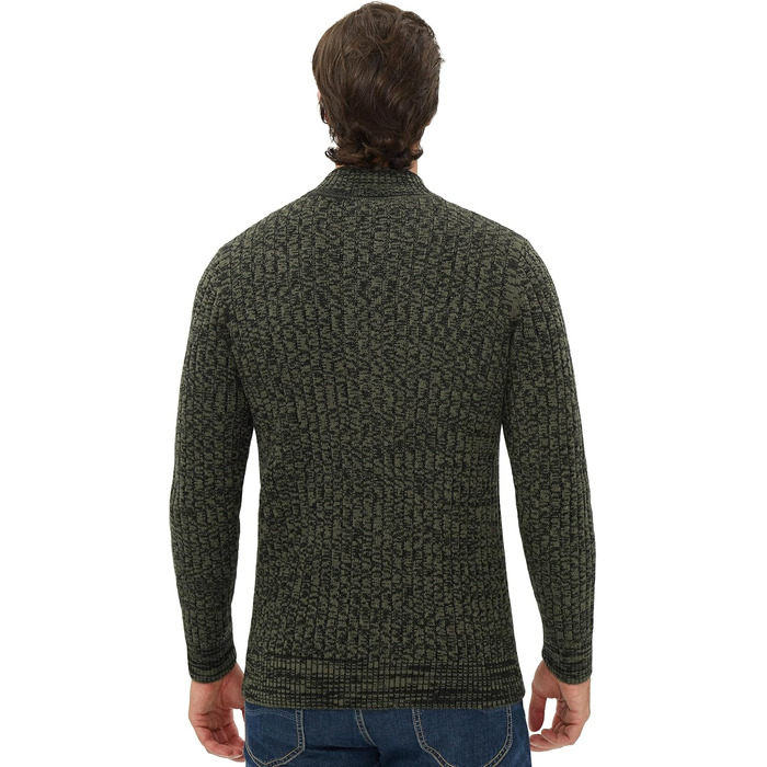 Чоловічий кардиган AOI RAY з блискавкою та стоячим коміром, в'язаний з тонкої пряжі, з двома кишенями, колір: чорний (L, суміш темно-зеленого)