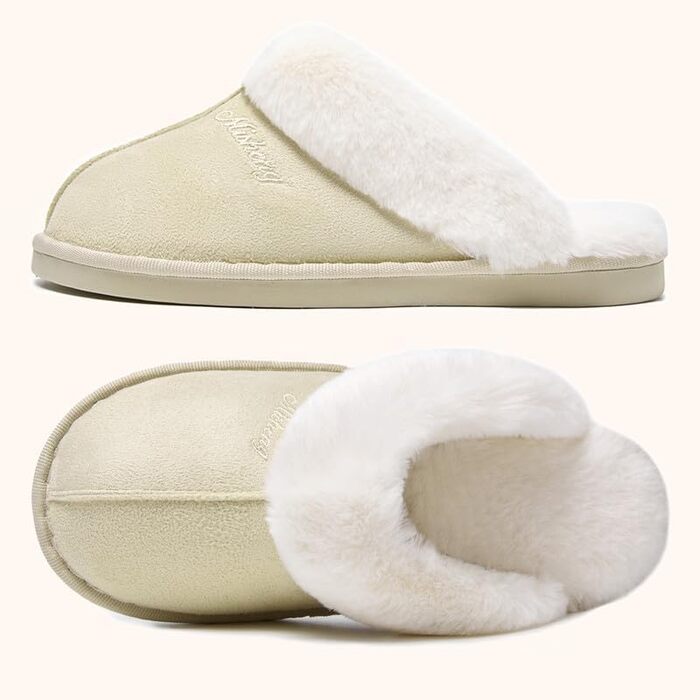 Зимові домашні тапочки для жінок та чоловіків з штучного хутра - теплі, м'які, з антиковзким покриттям (38.5/40 EU, пісок)