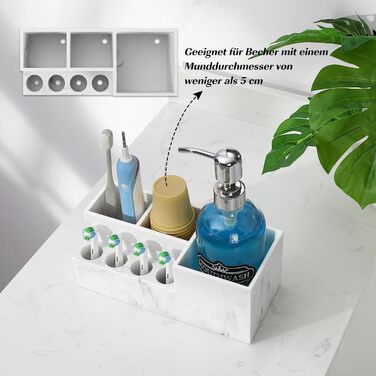 Тримач для зубних щіток Luxspire з 5 відсіками: органайзер для електричних зубних щіток, сімейний тримач, велика місткість, для зубної пасти та бритв