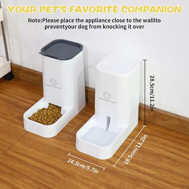 Автоматичний годівниця для котів, 2.1 кг, годівниця та диспенсер води для собак 3.8 л, без електромережі, без PBA, для подорожей, білий
