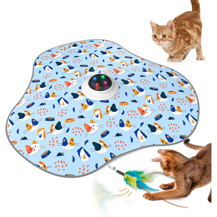 Interactive Cat Toy: 2-in-1 Hide-and-Seek Feathers Electric Cat Toy with Gong - Rechargeable Intelligence Toy for Active House Cats, Suitable for Cats of All Ages
