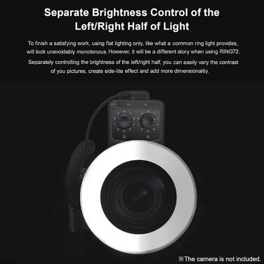 GODOX RING72 LED кільцева лампа для відео та фотозйомки з регулюванням яскравості, 72 LED, 5600K, адаптери 49-77mm
