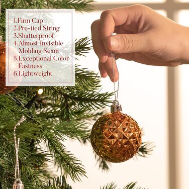 20 шт. ялинкові кулі Valery Madelyn 6 см, пластик, бронзовий колір, тематика 