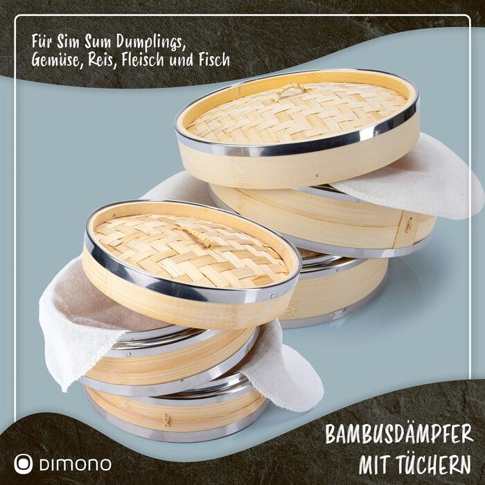 Пароварка Dimono® з бамбуком та нержавіючою сталлю, 2 яруси, набір з 2 шт.