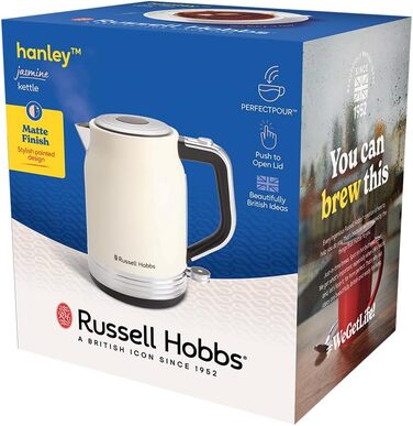 Електричний чайник Russell Hobbs Hanley Retro Jasmine 1.7л, 2400W, нержавіюча сталь, кремово-білий, вінтажний дизайн