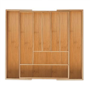 Relaxdays Bamboo Cutlery Box, Extendable