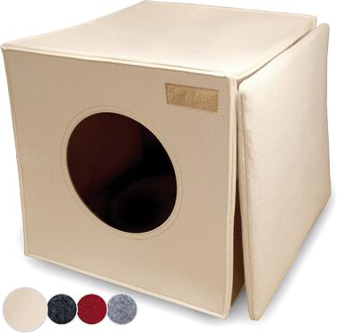 Кішка-будиночок з фетру для полиці (IKEA Kallax/Expedit) | Місце для сну кота | Клітка-гніздо для 2 котів | Бежевий