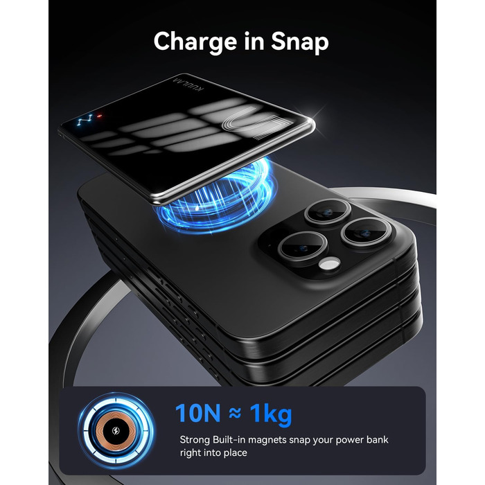 Power Bank Ultra Slim MagSafe 5000mAh PD20W для iPhone: захисний кейс з магнітним кріпленням (Чорний)