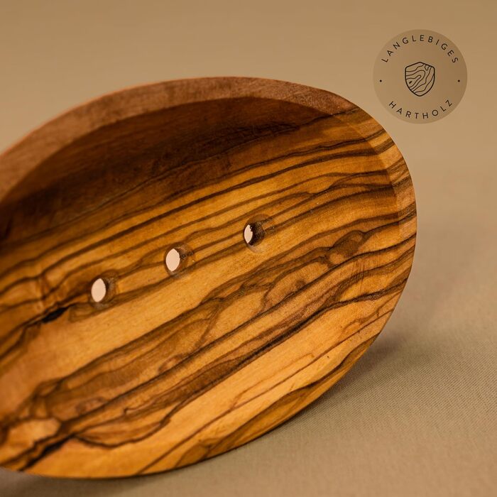 Мильниця з оливкового дерева, дерев'яна мильниця з отворами, ручний мильниця з оливкового дерева, овальна, 13 см