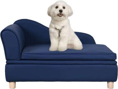 Софа для собак та котів Yoonnie room з PU-шкіри з місцем для зберігання, з дерев'яним каркасом, з подушками, для цуценят та котів (Перловий білий)