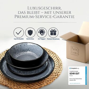Набір посуду з каменю Ibiza 24 елементи (6 осіб) Pure Living сірий - Набір тарілок та мисок, Tafelservice