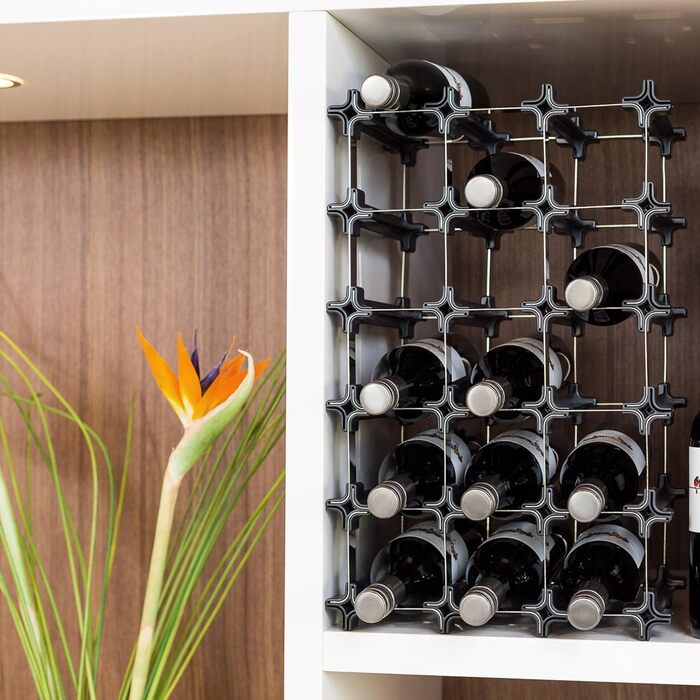 Wine rack, stainless steel, silver, 49.5 x 49.5 cm, 25-unit (9er Small Kit Wine Rack)