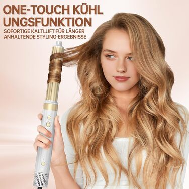 Webeauty Airstyler 7-в-1: фен-щітка, плойка, випрямляч, 110000 об/хв, 25 м/с, 500 млн негативних іонів, білий