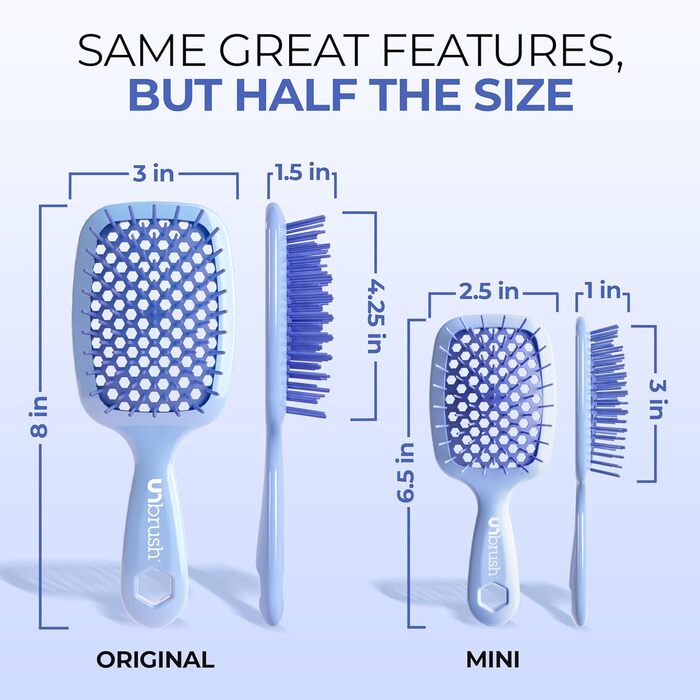 Розпушувач для волосся FHI Heat UNbrush Mini – безболісне розчісування для всіх типів волосся, сухих та мокрих. Довговісні дуофлекс-щітинки, антистатичні, легка ручка, вентильована насадка, блакитний колір
