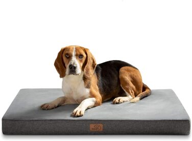 BEDSURE Orthopedic Dog Bed - Large Dogs - 89x56x8cm Washable Dog Bed with 2 in 1 Memory Foam, Cozy Dog Mat/Dog Mattress, Dark Grey
