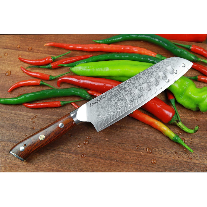 Кухонний ніж Santoku з дамаської сталі 17,6 см, 67 шарів, надгострий, нержавіючий Damaszener DI-серія