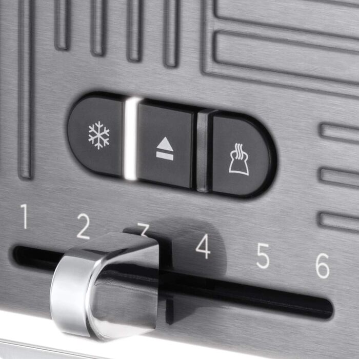 Russell Hobbs Toaster [for 2 slices] Geo Stainless Steel Grey (extra wide toast slots, including bun warmer, 6 browning levels + defrost & reheat function, Quick Toast Technology, 1640W) 25250-56