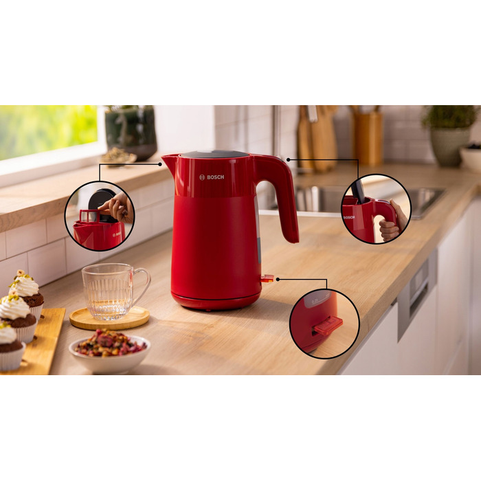 Електричний чайник Bosch MyMoment 1.7л TWK2M164, бездротовий, червоний