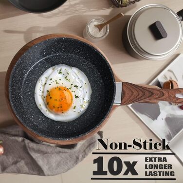 Induction Cookware Set, 15-Piece, Cookware Set with Glass Lids, Granit Cookware and Frying Pan Set Black Aluminum