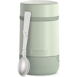GUARDIAN FOOD JAR 0.50 l, matcha green. Food container for 500 ml, green, stainless steel, with spoon, bonus bowl for muesli, toppings, absolutely leak-proof, leak-proof 500 ml with spoon Matcha Green Mat.