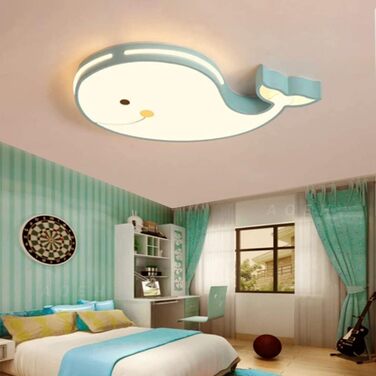 LED Ceiling Lamp Dolphin Shape, Dimmable with Remote Control, Boy Girl Baby Kids Children's Room Lamps Ceiling, Children's Room, Bedroom Lamp, Room Lighting Chandelier, White, 50cm (Green, 50)