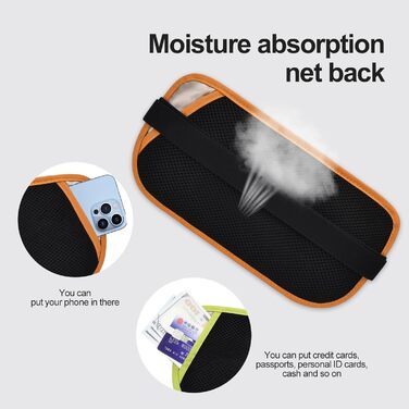 RFID-захисний чоловічий/жіночий пояс-сумка для грошей. Компактний, для подорожей та спорту. Ширина ремінця: 3.7 см (колір: коричневий/помаранчевий)