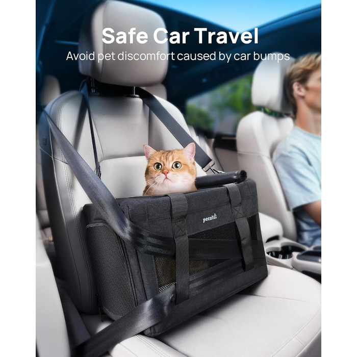 Транспортна сумка для котів Pecute Katzentasche: міцна переноска для домашніх тварин, легка, складана, для котів та маленьких собак, ідеальна для подорожей та до ветеринара, до 4 кг (44 x 23 x 30 см, темно-сірий)